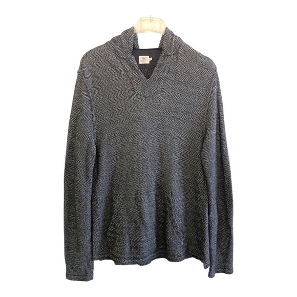 Faherty Men’s Herringbone French Terry Beach Hoodie in Granite Size L - Picture 1 of 14